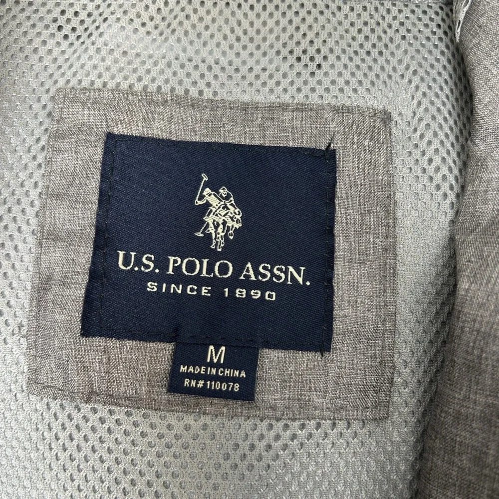U.S. POLO ASSN. MENS FULL ZIP POLYESTER RAIN WATER RESISTANT GRAY JACKET Size‎ M